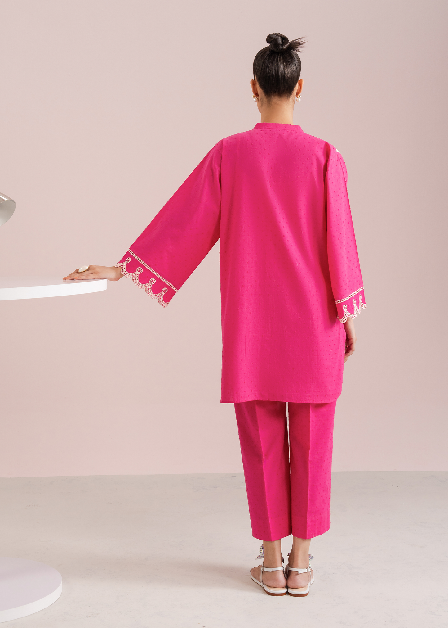 Shocking Pink Embroidered Co-ord