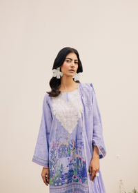 Lavender Printed Embroidered Suit