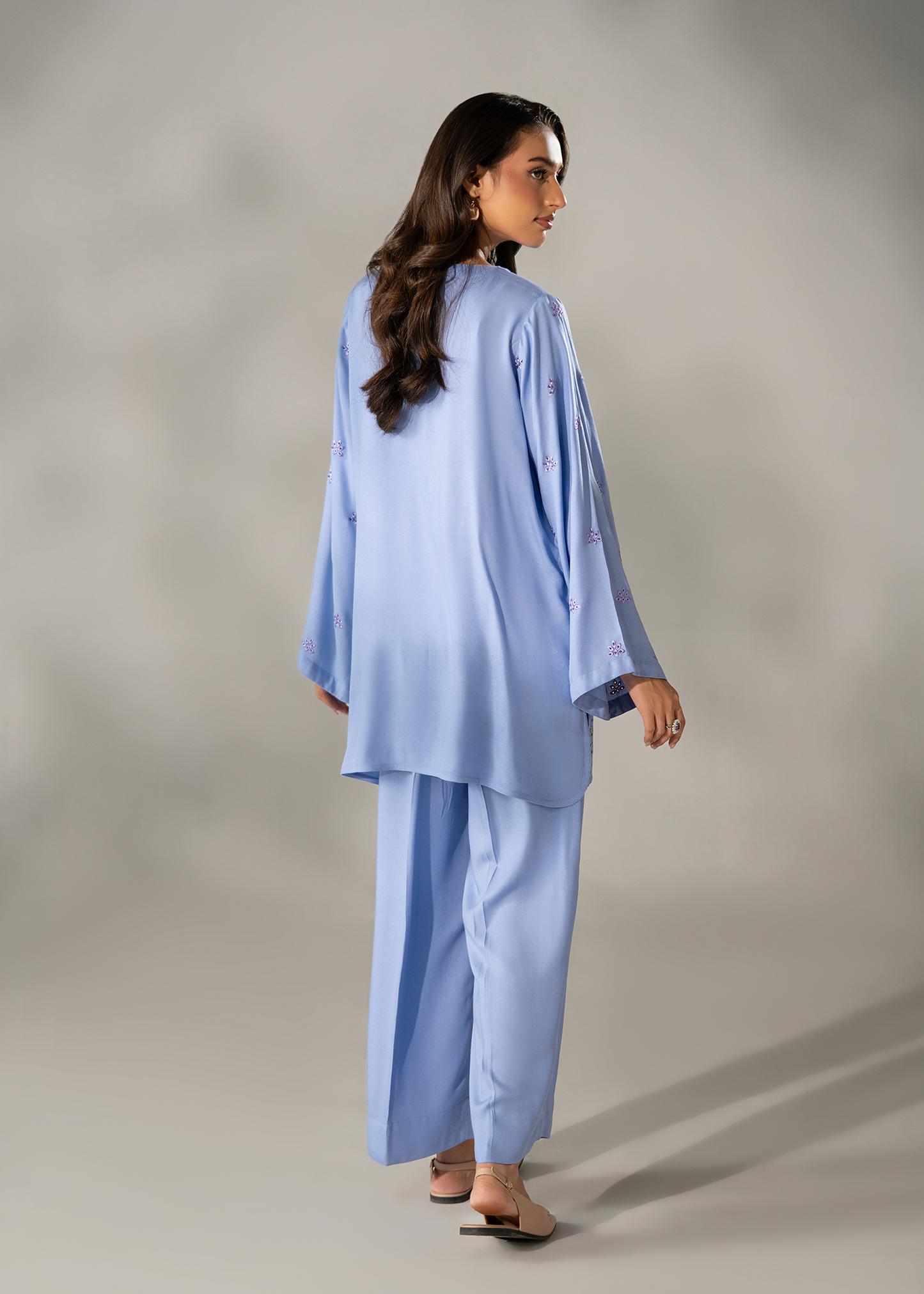 Periwinkle Purple Embroidered Co-ord set