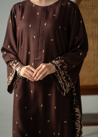 Dark Brown Embroidered Dhanak Suit