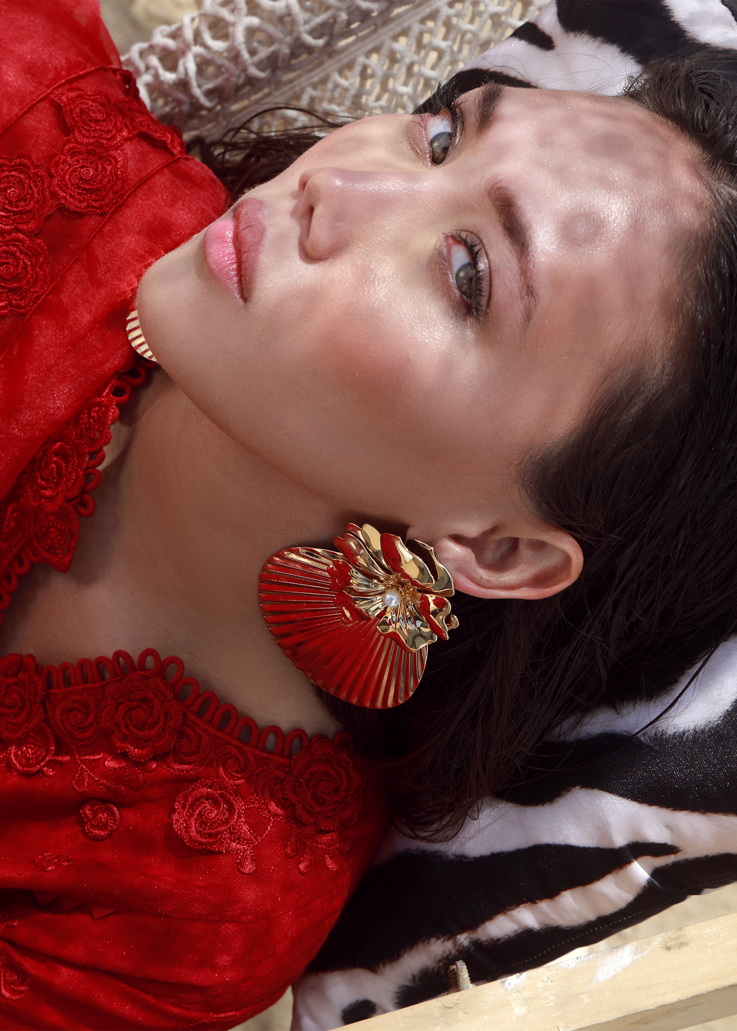 best red embroidered suit