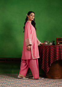 Flamingo Pink Embroidered Suit