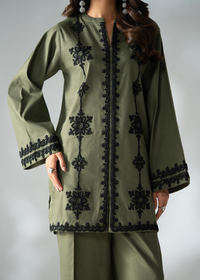 Olive Green Embroidered Co-ord set