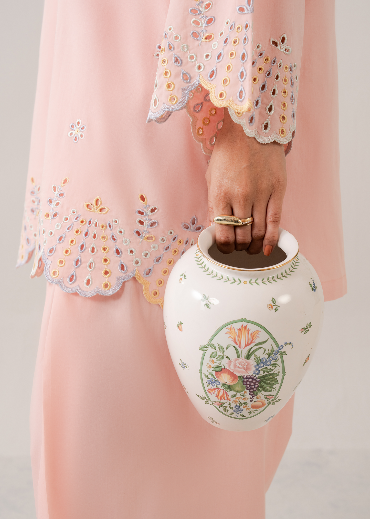 Peach Embroidered Farshi Shalwar Set