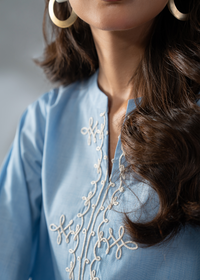 Whisper Blue Embroidered Co-ord set