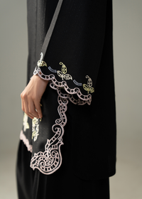 Black Embroidered Dhanak Suit - Short