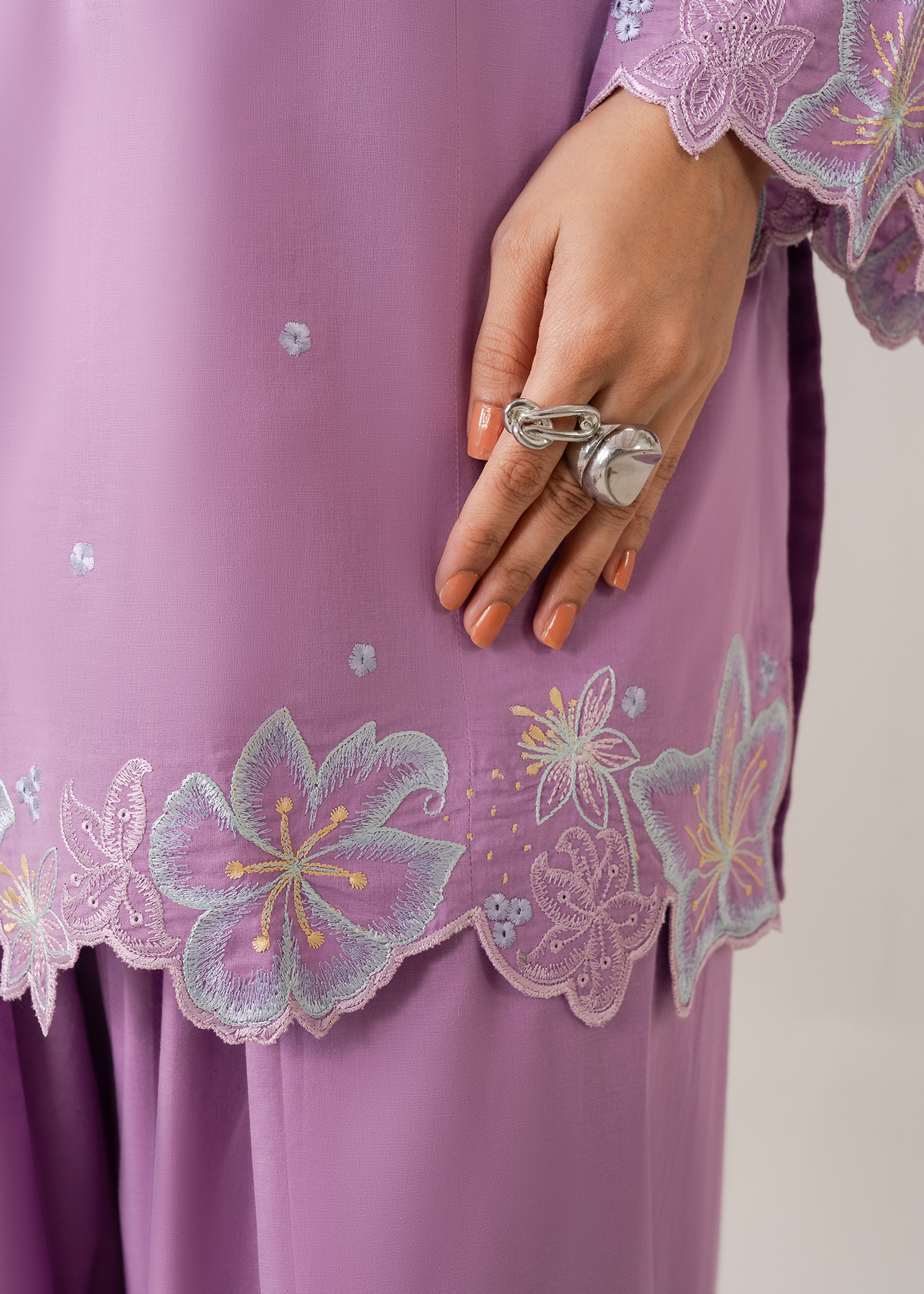 Lilac Embroidered Farshi Shalwar Set
