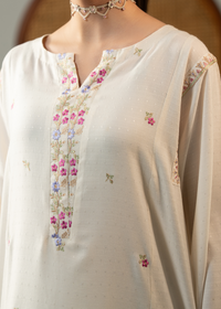 White Embroidered Dhanak Suit