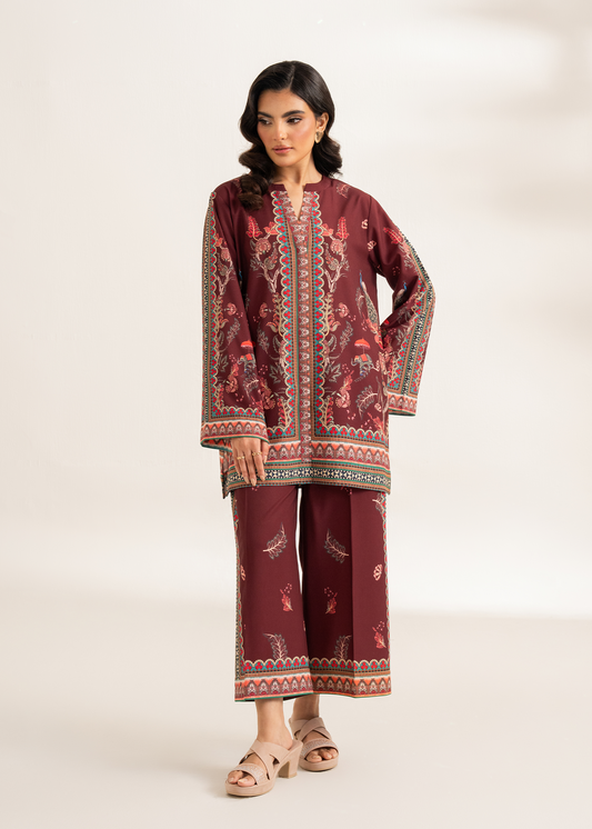 Maroon Printed Co-ord
