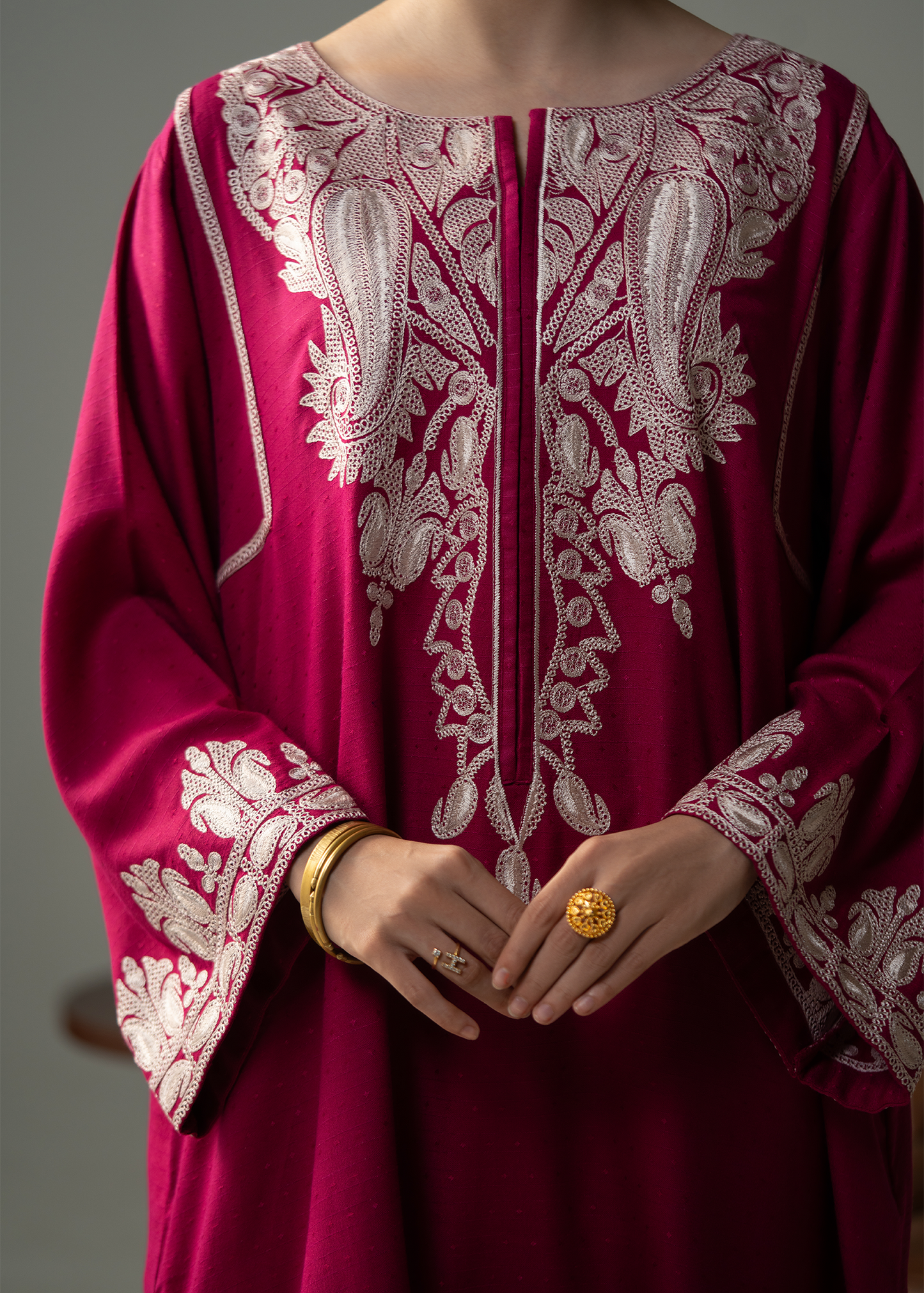 Pink Embroidered Dhanak Suit