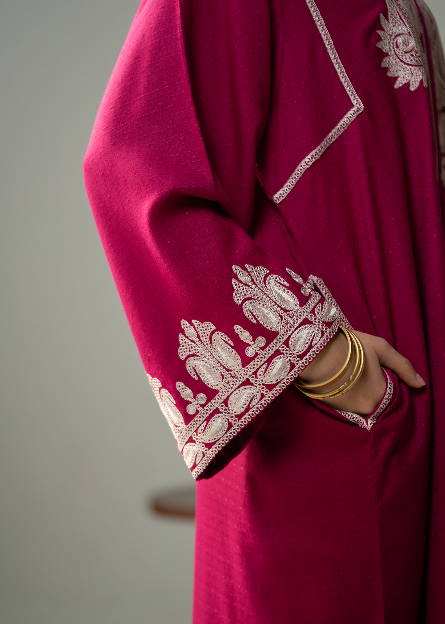 Pink Embroidered Dhanak Suit
