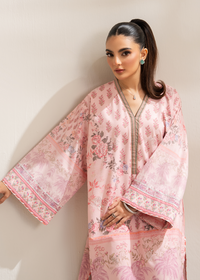 Pink Printed Embroidered Shirt