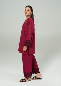 Maroon Embroidered Co-ord