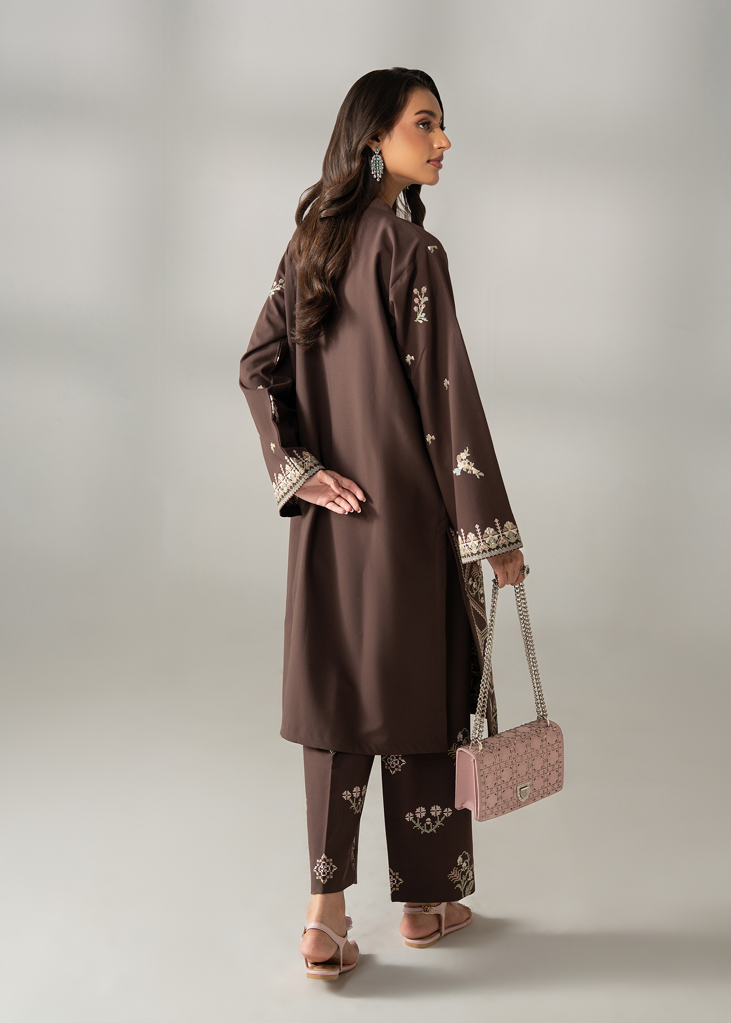 Chocolate Brown Embroidered Co-ord set