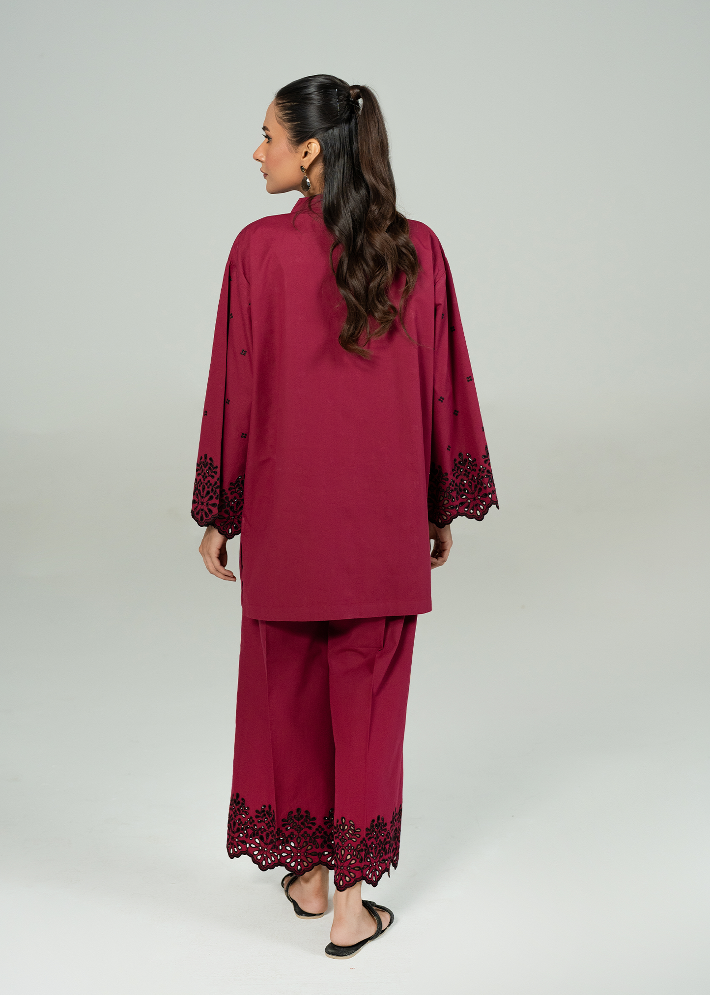 Maroon Embroidered Co-ord