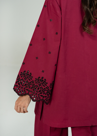 Maroon Embroidered Co-ord