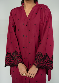 Maroon Embroidered Co-ord