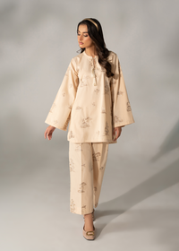 Sand Biege Embroidered Co-ord set