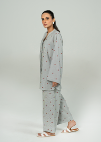 Grey Embroidered Co Ord
