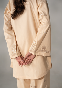 Sand Biege Embroidered Co-ord set