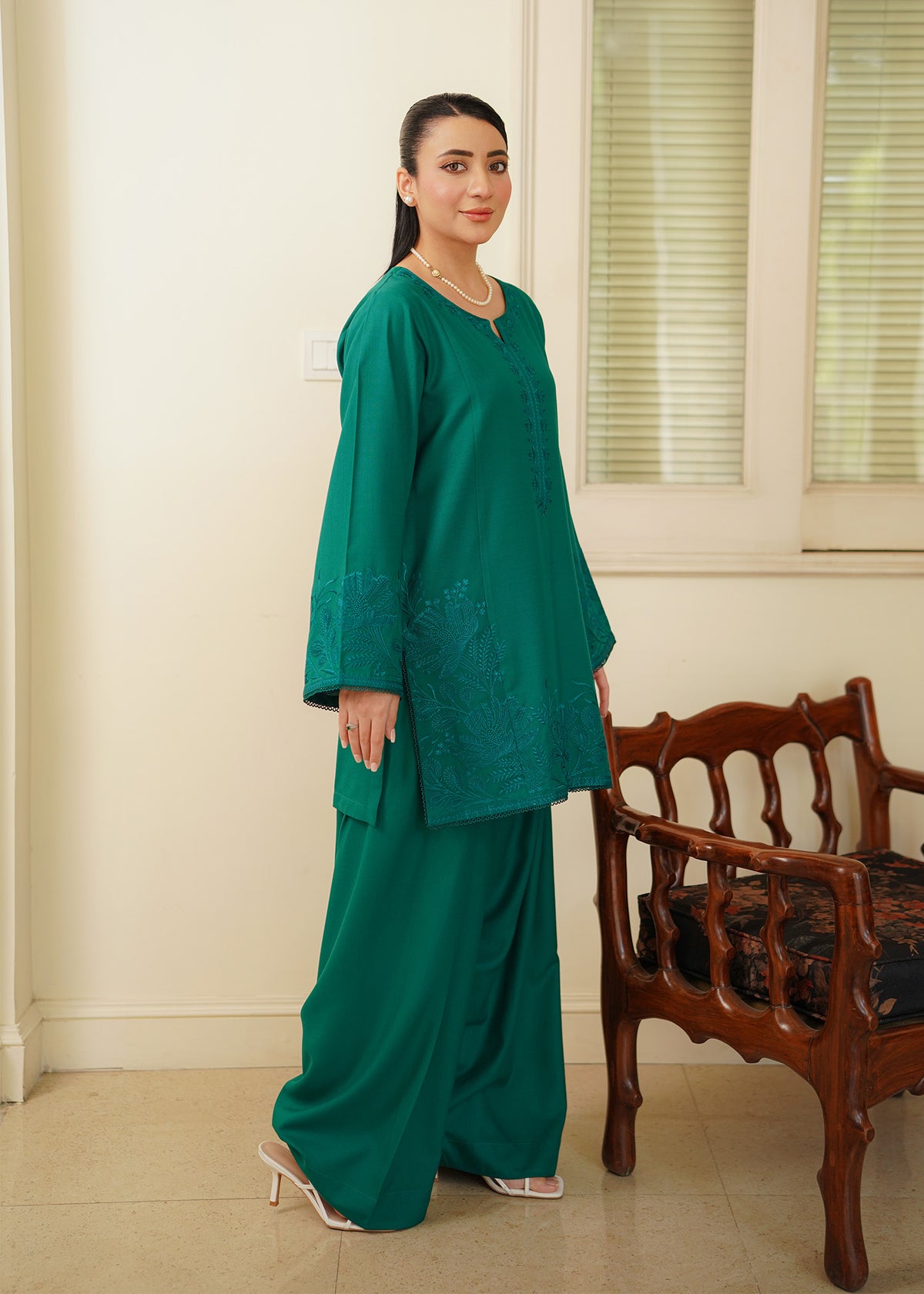 Emerald Green Embroidered Marina 2 PC Suit