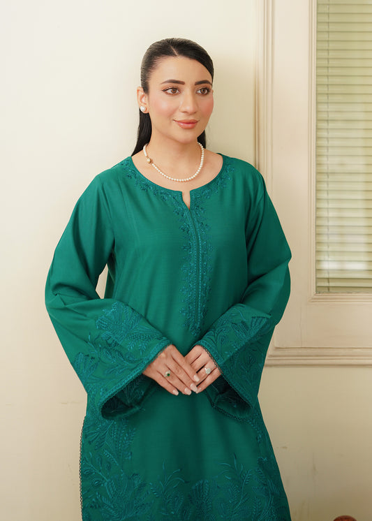 Emerald Green Embroidered Marina 2 PC Suit