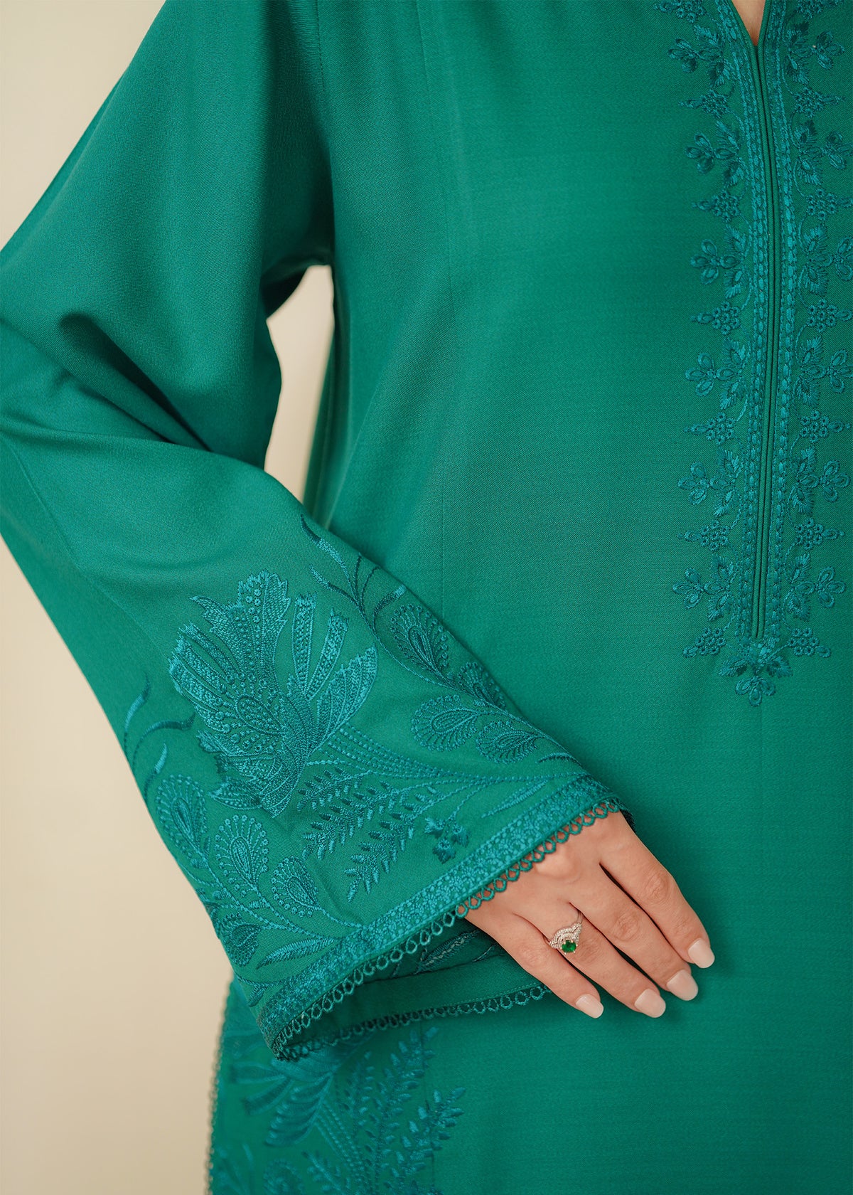 Emerald Green Embroidered Marina 2 PC Suit