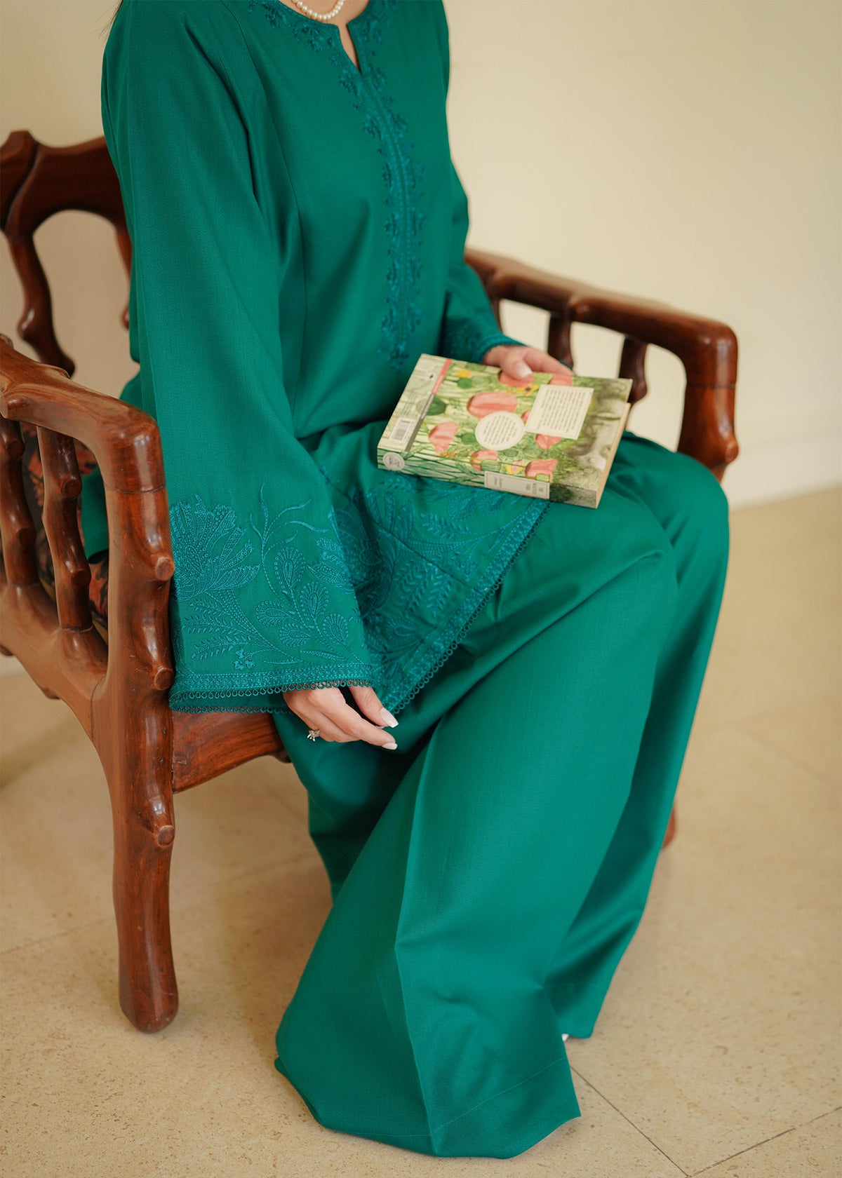 Emerald Green Embroidered Marina 2 PC Suit