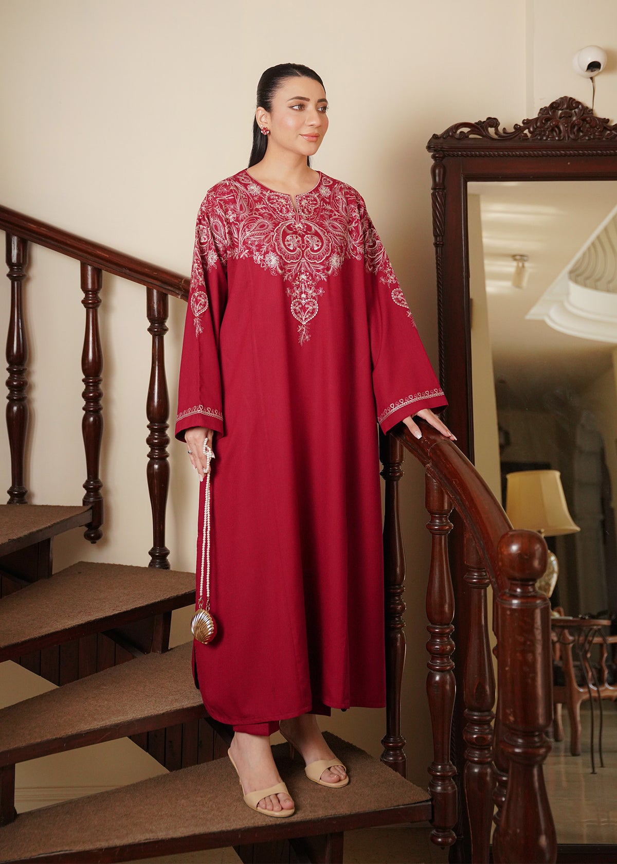 Pink Embroidered Marina 2 PC Suit