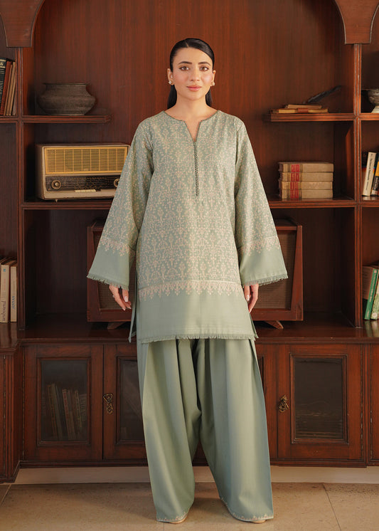 Sage Green Embroidered Marina 2 PC Suit