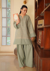 Sage Green Embroidered Marina 2 PC Suit