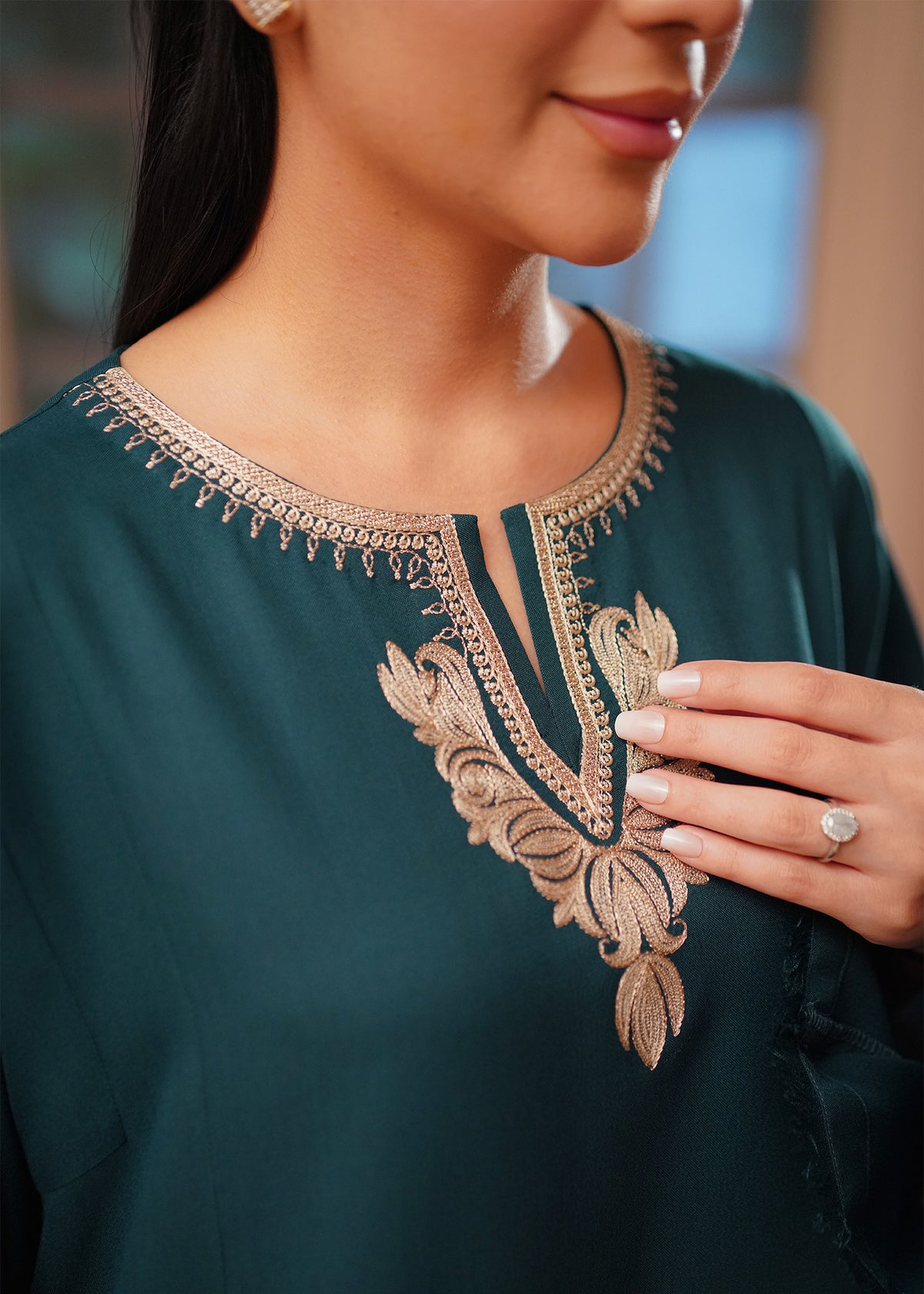 Teal Embroidered Marina 2 PC Suit
