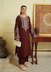 Brown Embroidered Marina 2 PC Suit