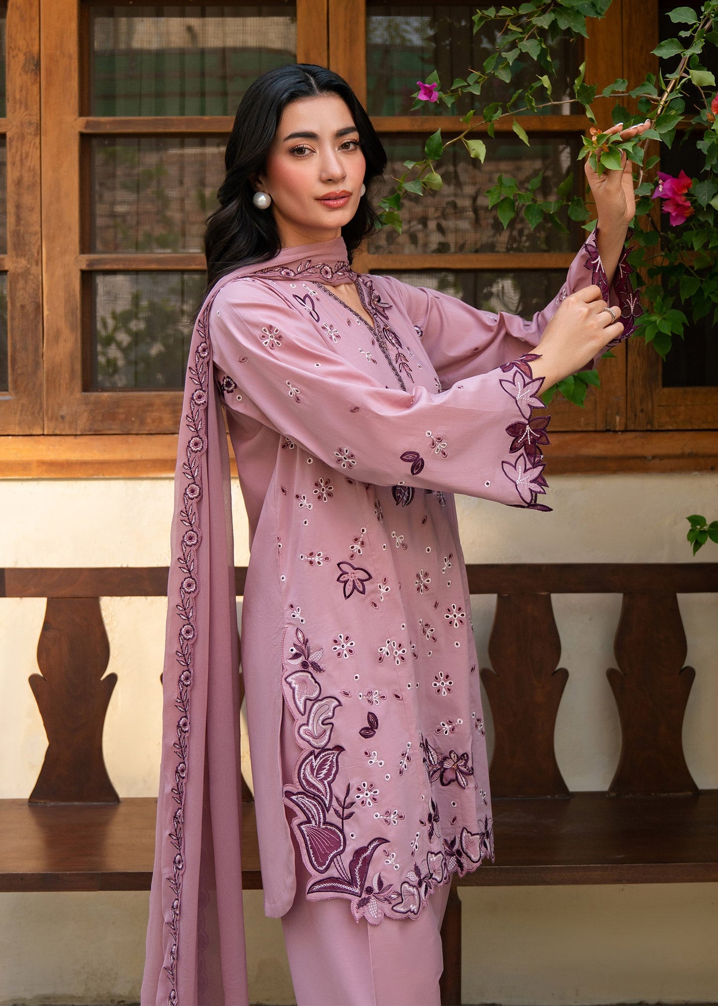 Ava Tea Pink Festive Lawn