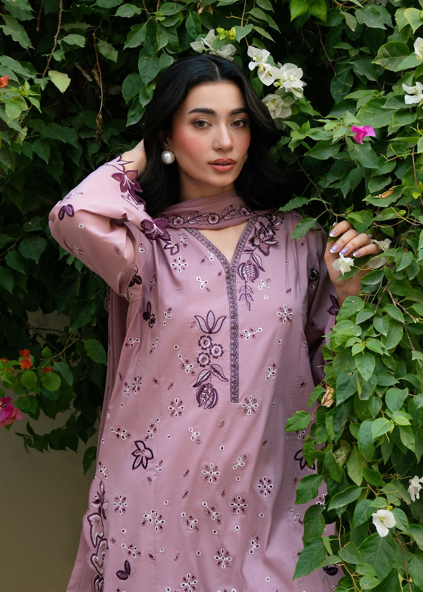Ava Tea Pink Festive Lawn