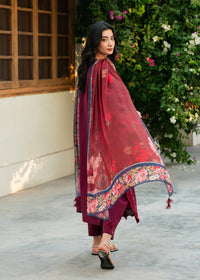 Lia Maroon Festive Lawn