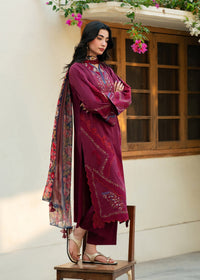 Lia Maroon Festive Lawn