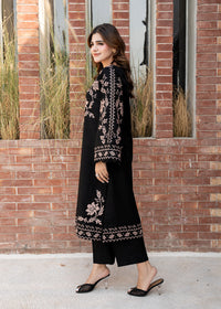 Onyx Black Embroidered Khaddar Suit