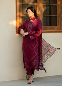 Lia Maroon Festive Lawn