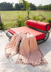 Peach Embroidered Wool Shawl