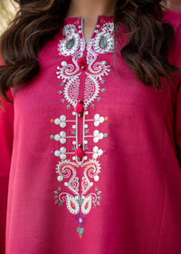 Raspberry Pink Embroidered Khaddar Suit