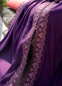 Purple Embroidered Wool Shawl