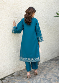 Teal Blue Embroidered Khaddar Suit