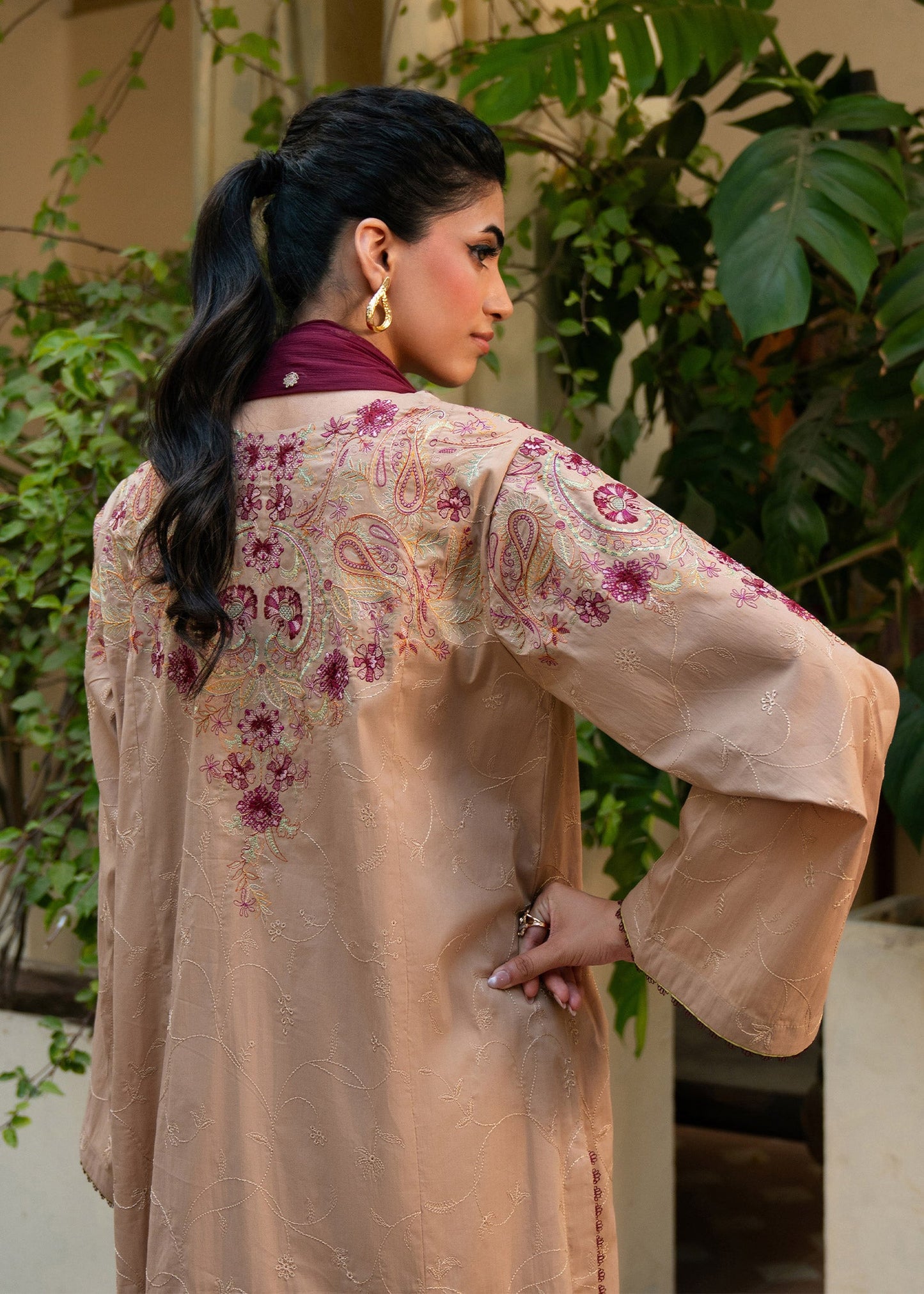 Mia Beige Festive Lawn