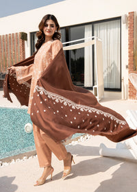 Dusty Peach Embroidered Khaddar Suit