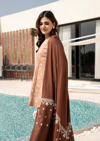 Brown Embroidered Wool Shawl