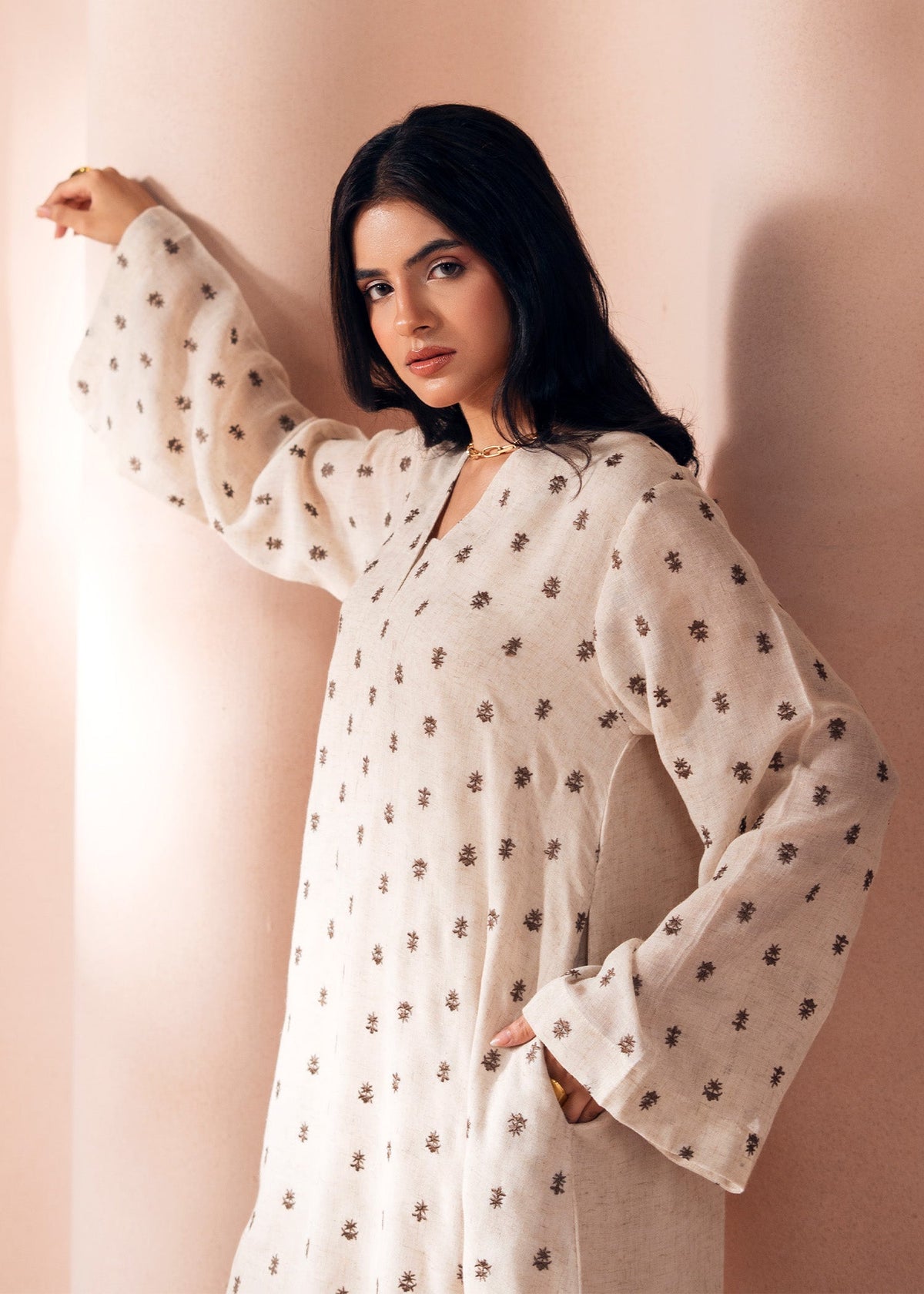 Beige Embroidered Shirt