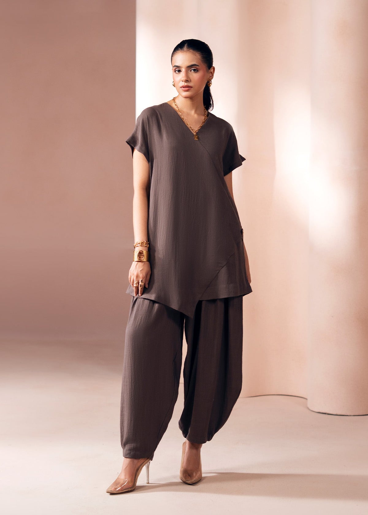 Brown Crush Co-ord Set