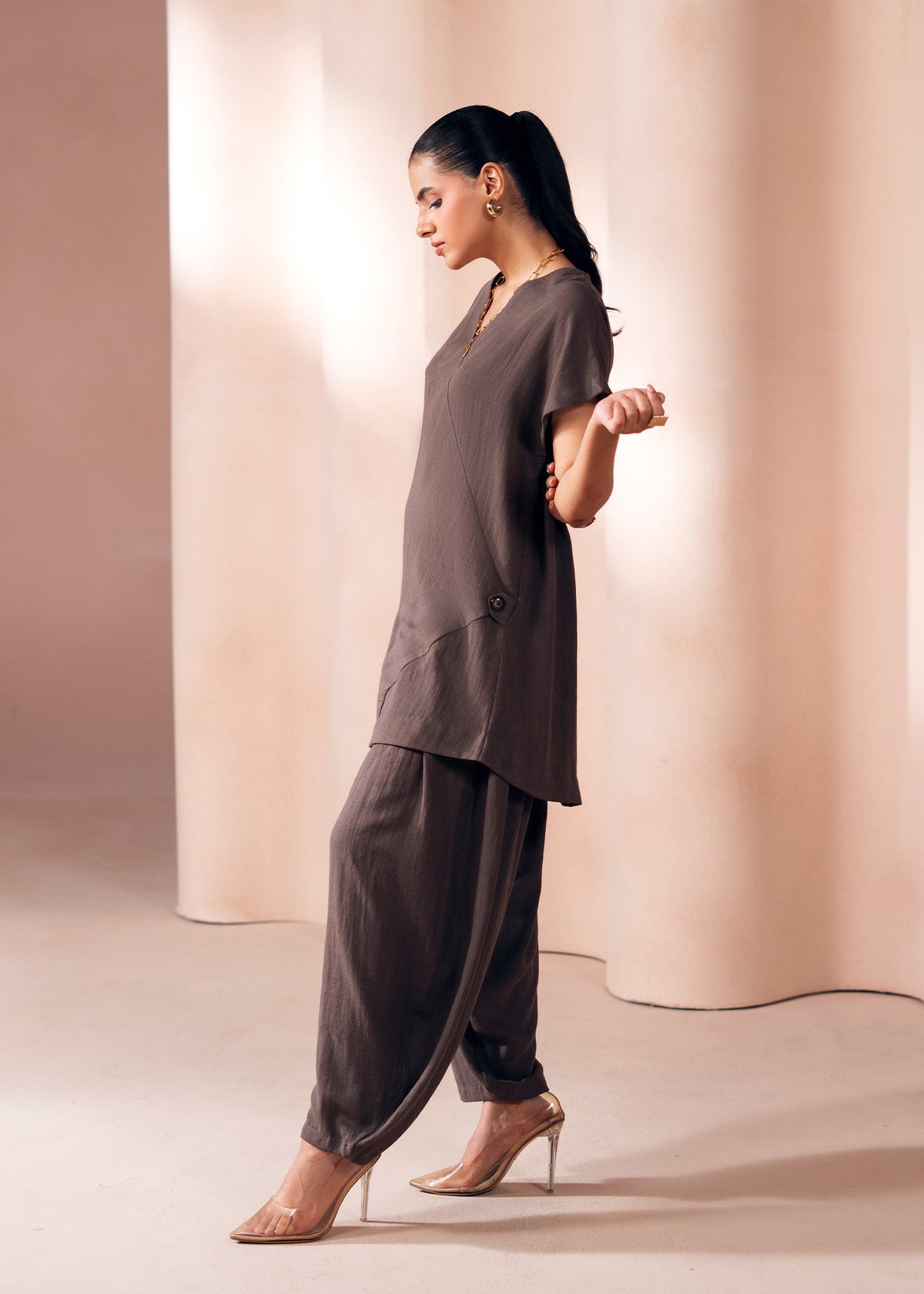 Brown Crush Co-ord Set