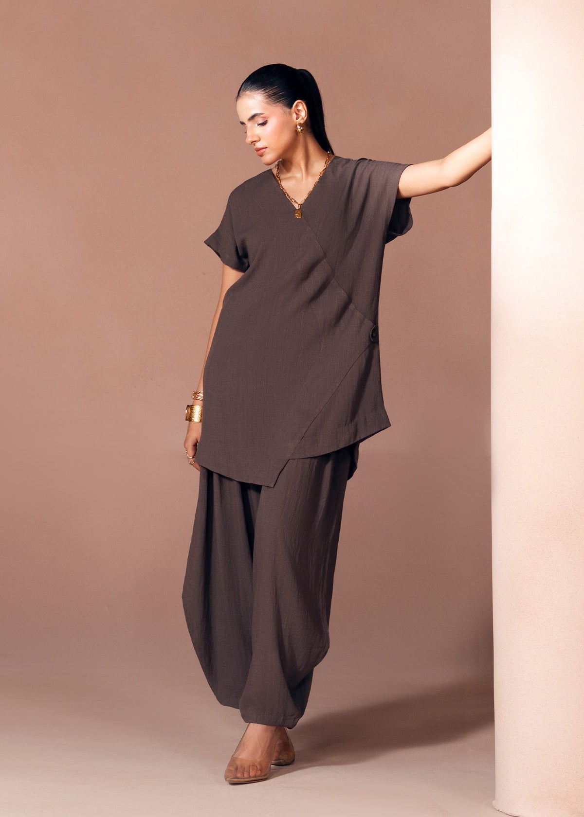 Brown Crush Co-ord Set